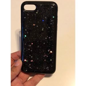 iPhone 6/7/8 Black glitter star Case